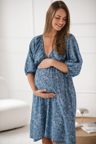 Milk Sun Kismama és szoptatós ruha Milk&Love kék virágos ruha