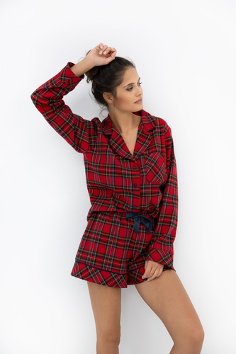 Cynthia Sensis női pizsama - flanel, rövid, kockás, kockás