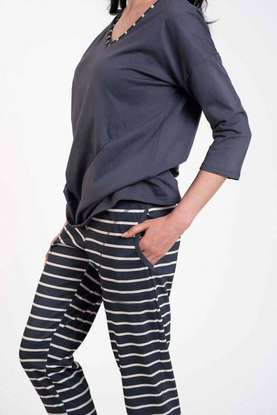 Betty Női pizsama 3/4 ujjú, hosszú nadrágos olasz divat - grafit/grafit nyomtatás