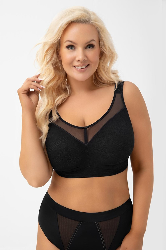 Biustonosz soft bez fiszbin G017 Roma Gorsenia czarny wygodny podtrzymujący