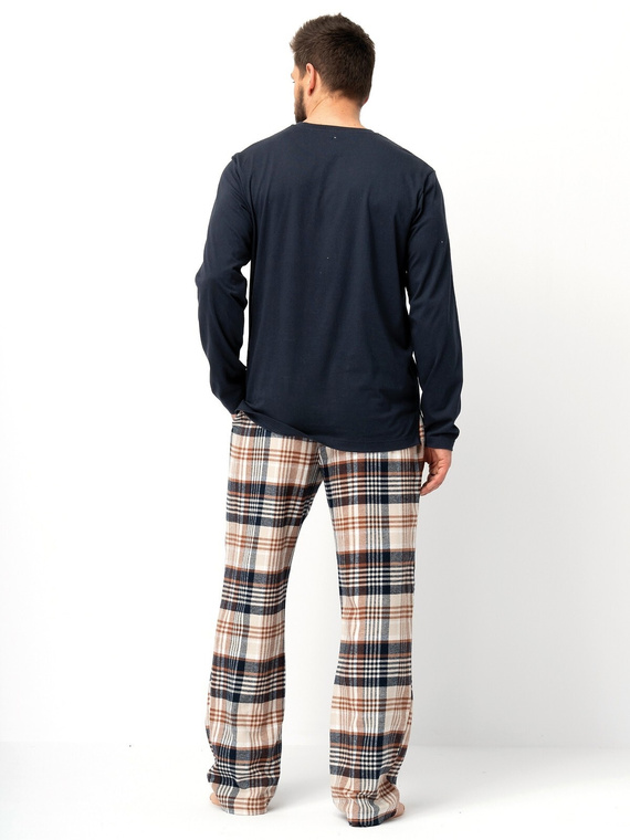 MNS 444 Férfi Key pizsama fekete - pamut, hosszú ujjú és egyszínű nadrág