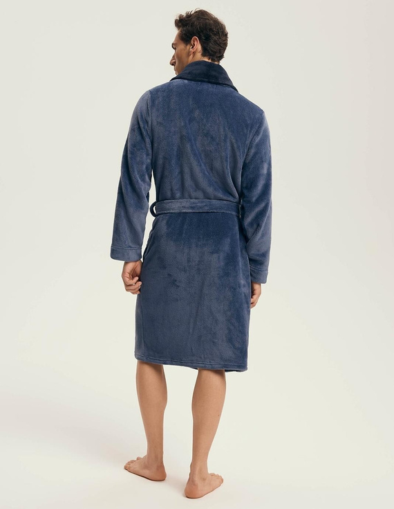 Henderson férfi fürdőköpeny 43375 Nantes navy- sálgallér, bordázott szerkezet, elegáns design