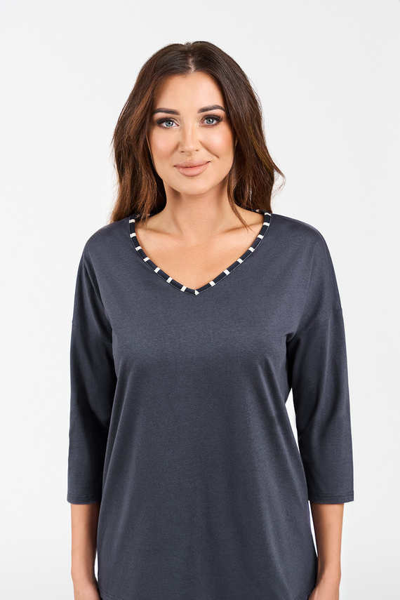 Betty Női pizsama 3/4 ujjú, hosszú nadrágos olasz divat - grafit/grafit nyomtatás