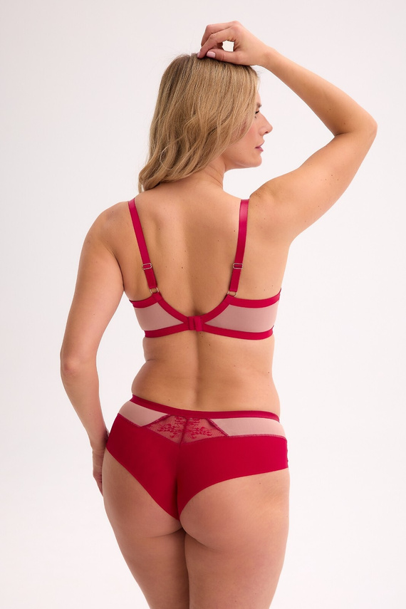 Gaia GFB 1274 Frida melltartó bugyi - csipke és hálós, piros, érzéki és könnyed