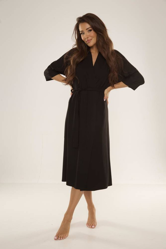 942 Visa hosszú fürdőköpeny De Lafense - fekete