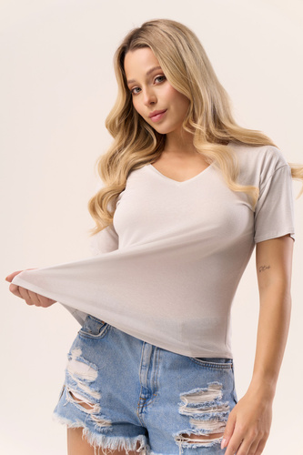 Serina blúz Babell hamu - viszkóz, rövid ujjú, V nyakkivágás | stílusos és kényelmes