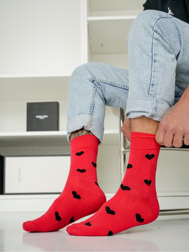 Férfi zokni Milena 0125-135 Szívek - pamut, Valentin-napra, tökéletes ajándék