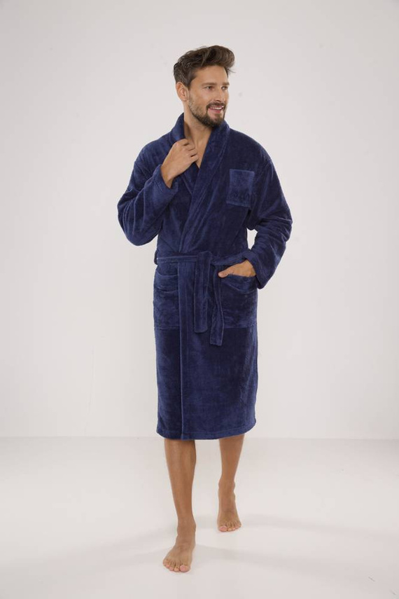 811 De Lafense férfi plüss fürdőköpeny - farmer