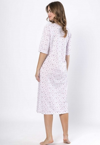 Leveza 1638 Dioniza fehér és lila pamut hálóing - rövid ujjú, kényelmes és nőies