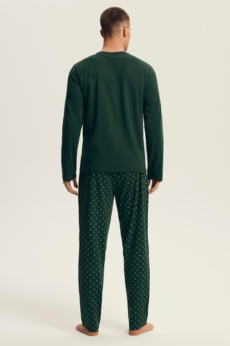 Henderson Core 43478 Lush zöld férfi pizsama - pamut, hosszú ujjú, elegáns csomagolásban