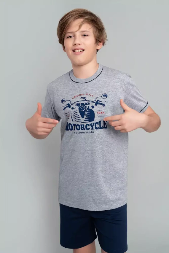 Gibson fiú pizsama rövid ujjú, nadrágos olasz divat - melange