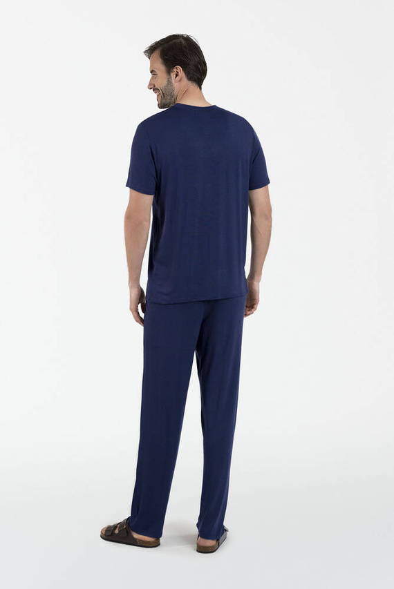 Akord Férfi rövid ujjú pizsama, hosszú nadrág Olasz divat - tengerészkék