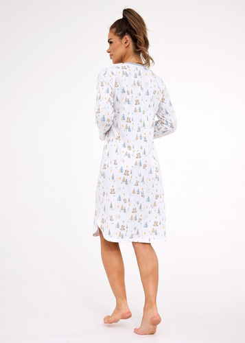 Női hálóing 777/436 Cornette Fox 3 ekrü - pamut, nyomógombos, kényelmes szabású