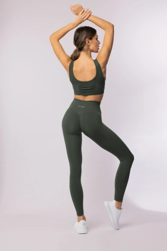Női leggings SPAIO Flex Innergy 2.0 khaki- varrás nélküli, regenerációs támogatás