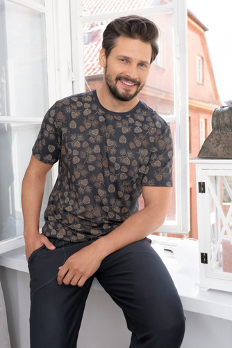 Pinus pizsama Férfi rövid ujjú, hosszú nadrág olasz divat - print/grafit