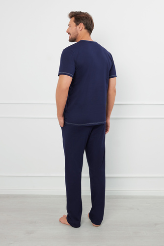 Salomon Férfi rövid ujjú pizsama, hosszú nadrág Olasz divat - tengerészkék/kék