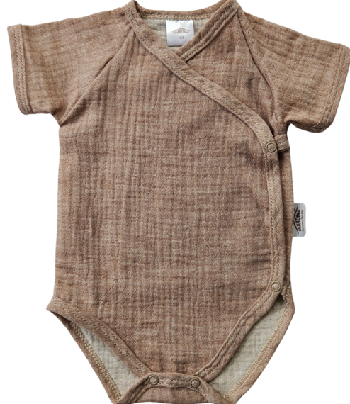 Muszlin bodysuit Just Muslin 03235KL Makoma latte- rövid ujjú, borítékolható, 100% pamut, 100% pamut