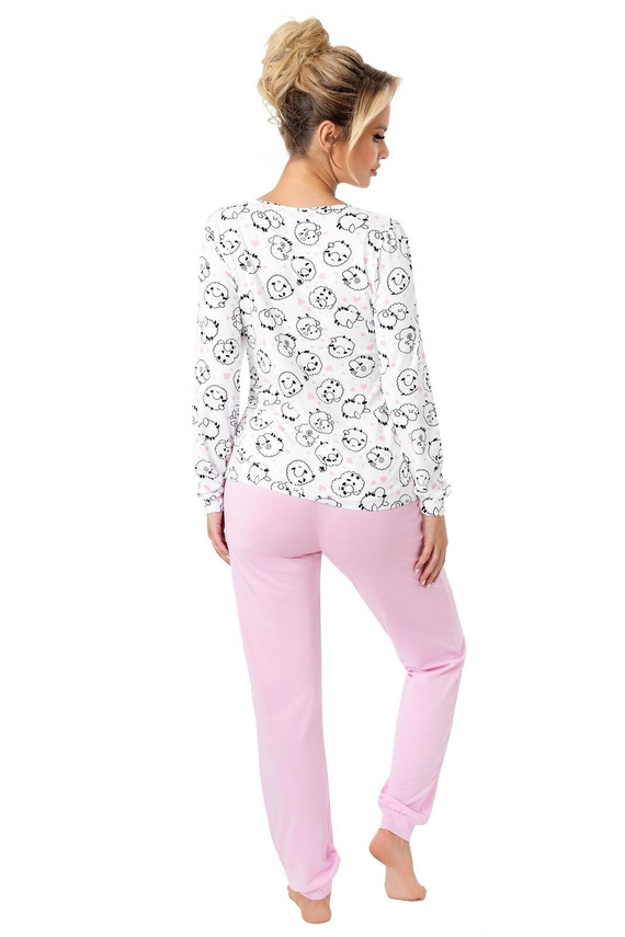Női pizsama Donna Sheep Long rózsaszín - pamut, hosszú ujjú, műanyag zacskóba csomagolva