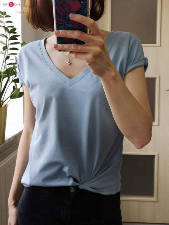 Two Ways bluzka ciążowa i do karmienia dwustronna krótki rękaw Milk&Love błękitny