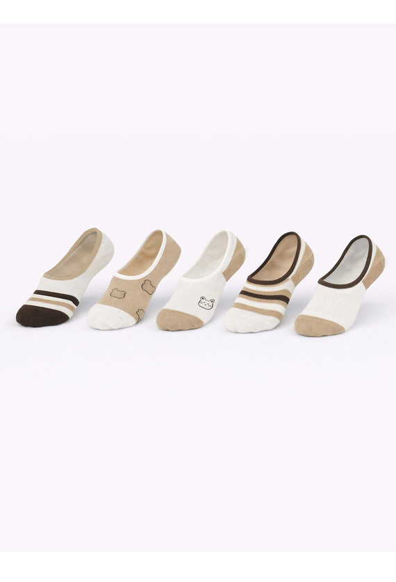 Noviti ST092 női balerina zokni – pamut stopli szilikonos sarokkal beige A