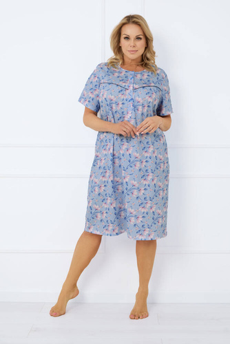 Facelia kigombolt hálóing, rövid ujjú olasz divat - print