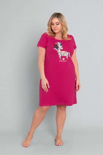 Őrült rövid ujjú hálóing Italian Fashion - bíborvörös