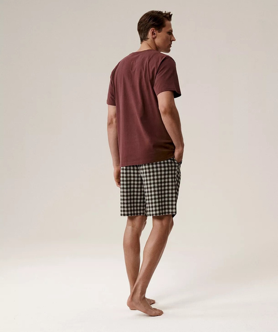Férfi pizsama NMP-397 - szürke bor pamut, rövid ujjú, könnyű és kényelmes nyárra