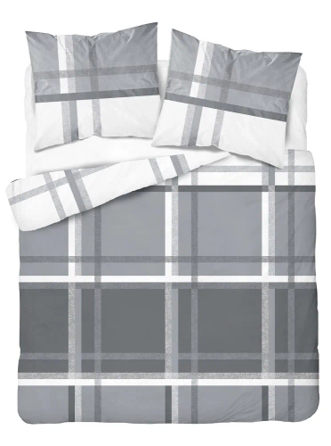 4674 A Home Satin Pościel satynowa krata Detexpol szary