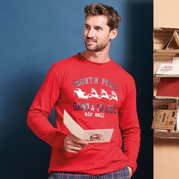 Gioew férfi Sorbetto piros pizsama - ünnepi, kockás, kényelmes és stílusos