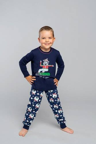 Balu fiú pizsama hosszú. ingujj, nadrág Italian Fashion - tengerészkék