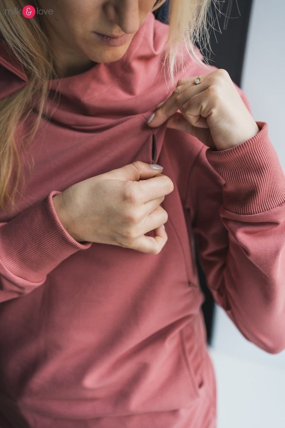 Milk Please bluza do karmienia Milk&Love z kapturem beżowy