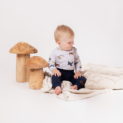 219095 Willy Nicol baba bodysuit pamut szürke repülőgépekkel - hosszú ujjú