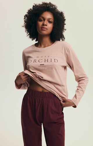 43733 Dorla Henderson orchidea női pizsama - pamut, hossz. ujj és nadrág