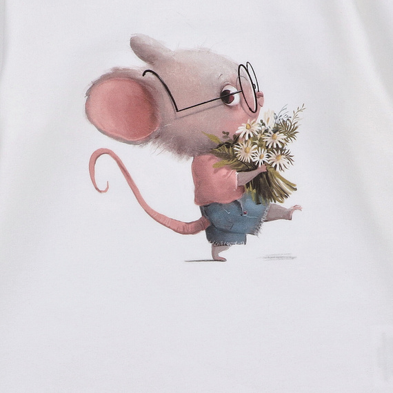 KAR-3008 Lányok hosszú ujjú blúz Lagarto Verde ekrü - stílusos, pamut, lengyel gyártás