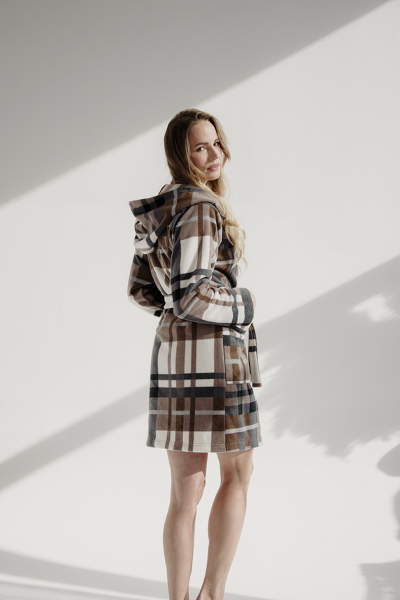 031 De Lafense fürdőköpeny takaró - meleg gyapjú női fürdőköpeny Super Cozy, barna, barna