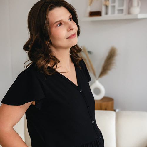 Linda Terhességi kigombolt ing Eevi fekete - szoptatáshoz, rugalmas, légáteresztő, lengyel minőségű