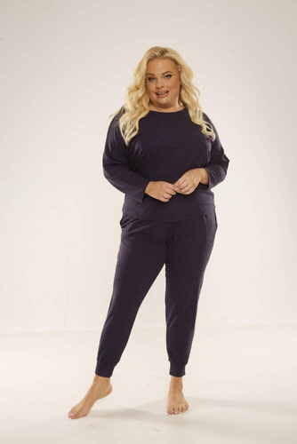 347 Paula Plus Size női pizsama De Lafense - tengerészkék