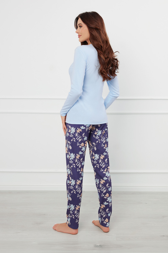 Pulia Női hosszú ujjú pizsama, hosszú nadrág Italian Fashion - kék/print