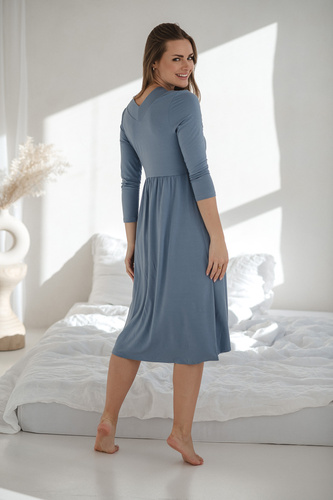 Star Light Terhesség és szoptatás bambusz hálóing 7/8 Milk&Love kék - légáteresztő, kórházi, kényelmes szoptatáshoz