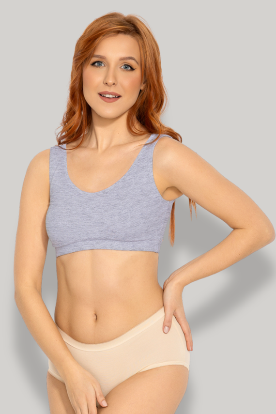 Pamut top Zoya Mitex merevítő nélküli kényelmes bustier grey 