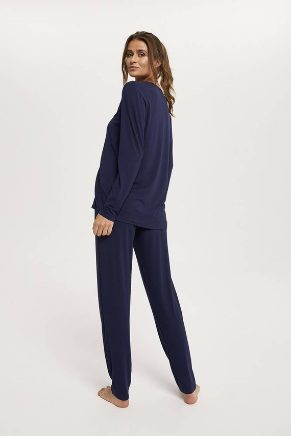 Song Női pizsama hosszú ujjú, hosszú nadrágos olasz divat - tengerészkék