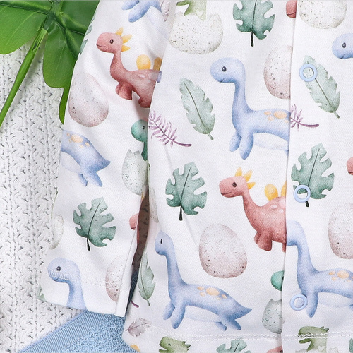 ABN-5570 Dino Explorer Baby kaftán Nini-től - organikus pamut, nyomógombos rögzítéssel