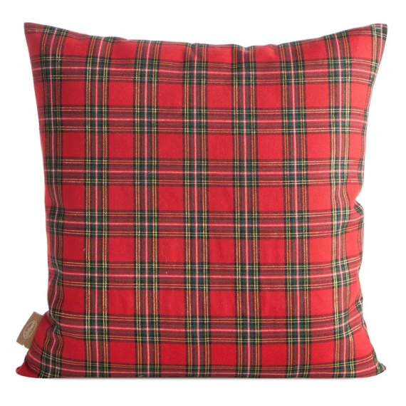 Chp 165 Eurofirany karácsonyi párnahuzat - piros kockás Mikulással és felirattal