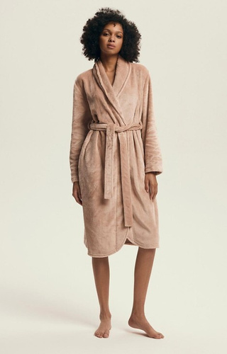 43595 Dextra Henderson barack női fürdőköpeny - puha, kötött, térd fölött átvetve