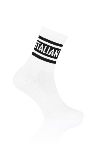 S155D Vintage hosszú zokni olasz divat - fehér/fekete