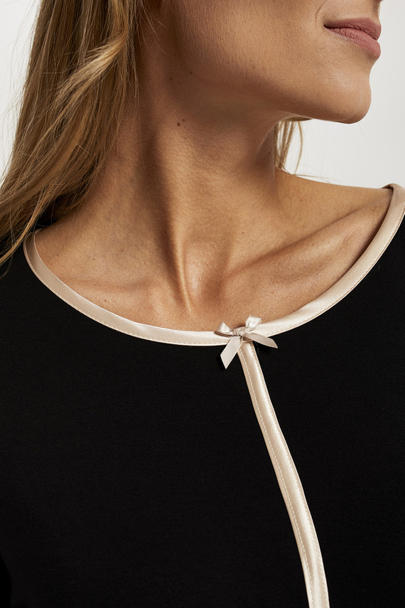 Guyana női pizsama hosszú ujjú, hosszú nadrágos olasz divat - fekete/print