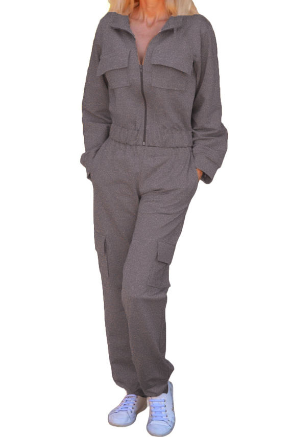 Mili Mirale női tréningruha pamutból, kényelmes szett zsebekkel - lengyel gyártmány - szürke