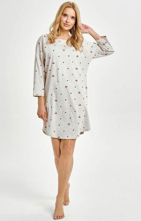 3431 Adele Női ing Taro szürke - pamut, gyümölcsminta, 7/8-as ujjú