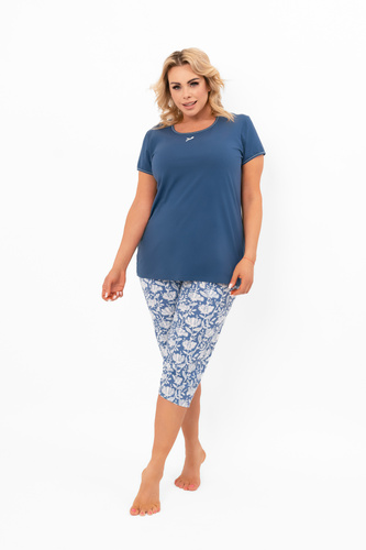 Női pizsama Boma - rövid ujjú, 3/4-es nadrág, pamut Italian Fashion - farmer/print