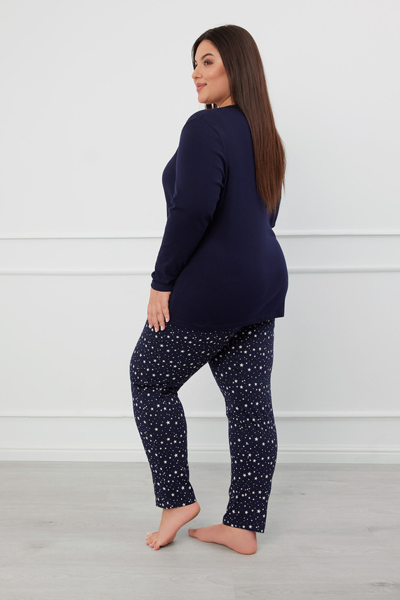Libra Női pizsama hosszú ujjú és nadrágos olasz divat - tengerészkék/print